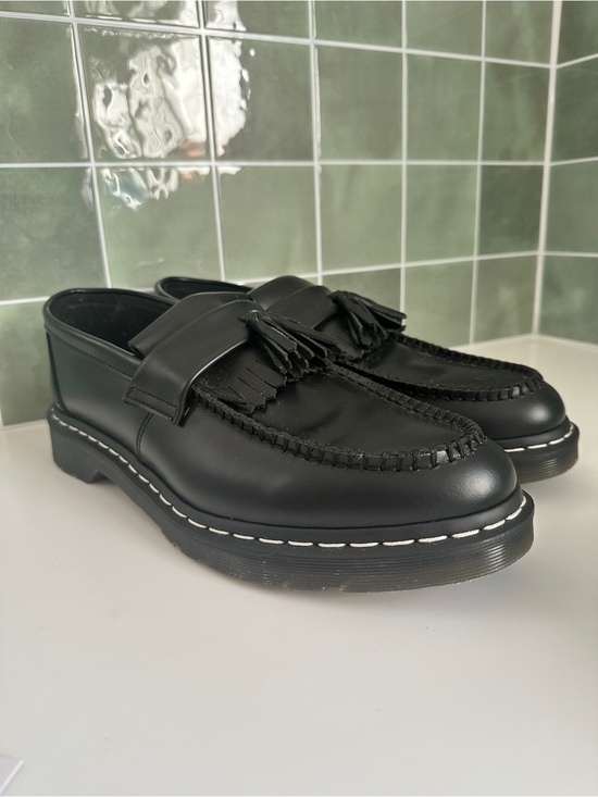 Dr. Martens Other - Dr. Martens Adrian Black Leather Tassel Loafers for Men - White Stitch